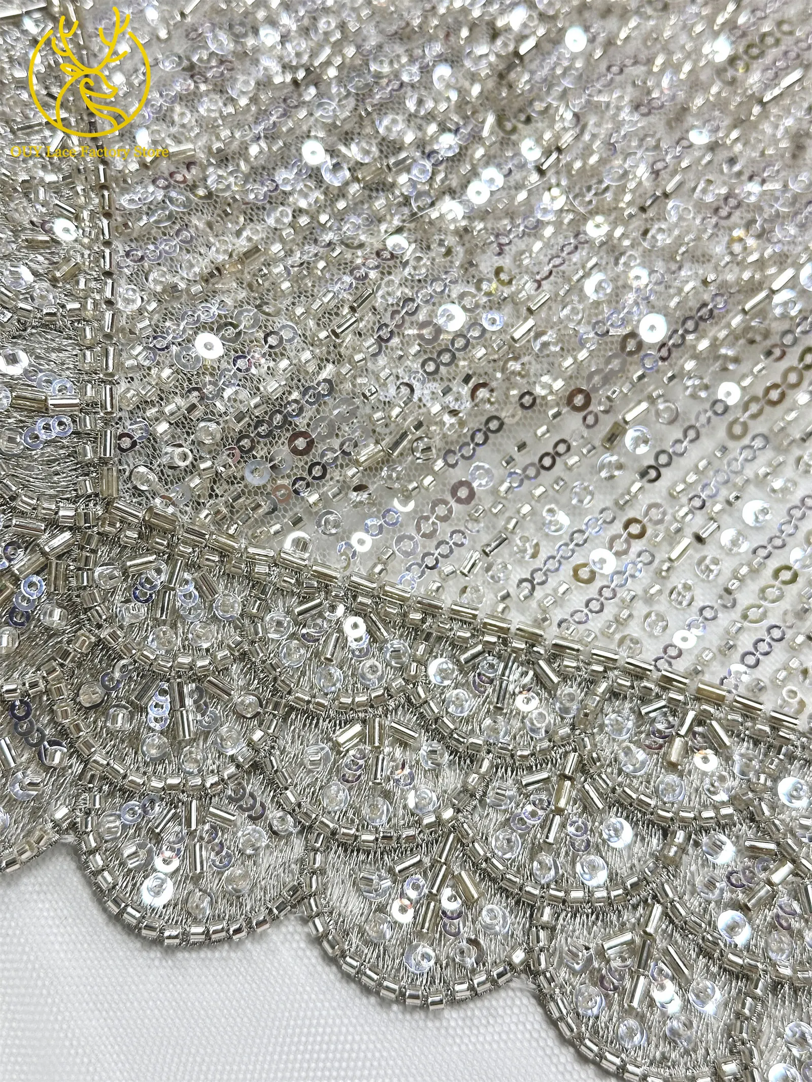 Weinroter 3D Luxus Dubai Stickerei-Spitzenstoff mit Perlen und Pailletten 2026 Afrikanischer Spitzenstoff für Damen Abendkleider und Partykleider zum Nähen – Detail 15