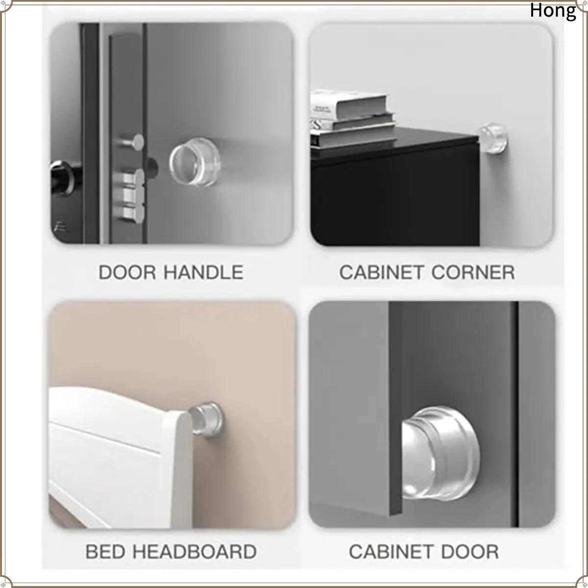 4Pcs Transparent Soft Silicone Door Stopper Wall Protector Adhesive Rubber Bumper SUMMER
