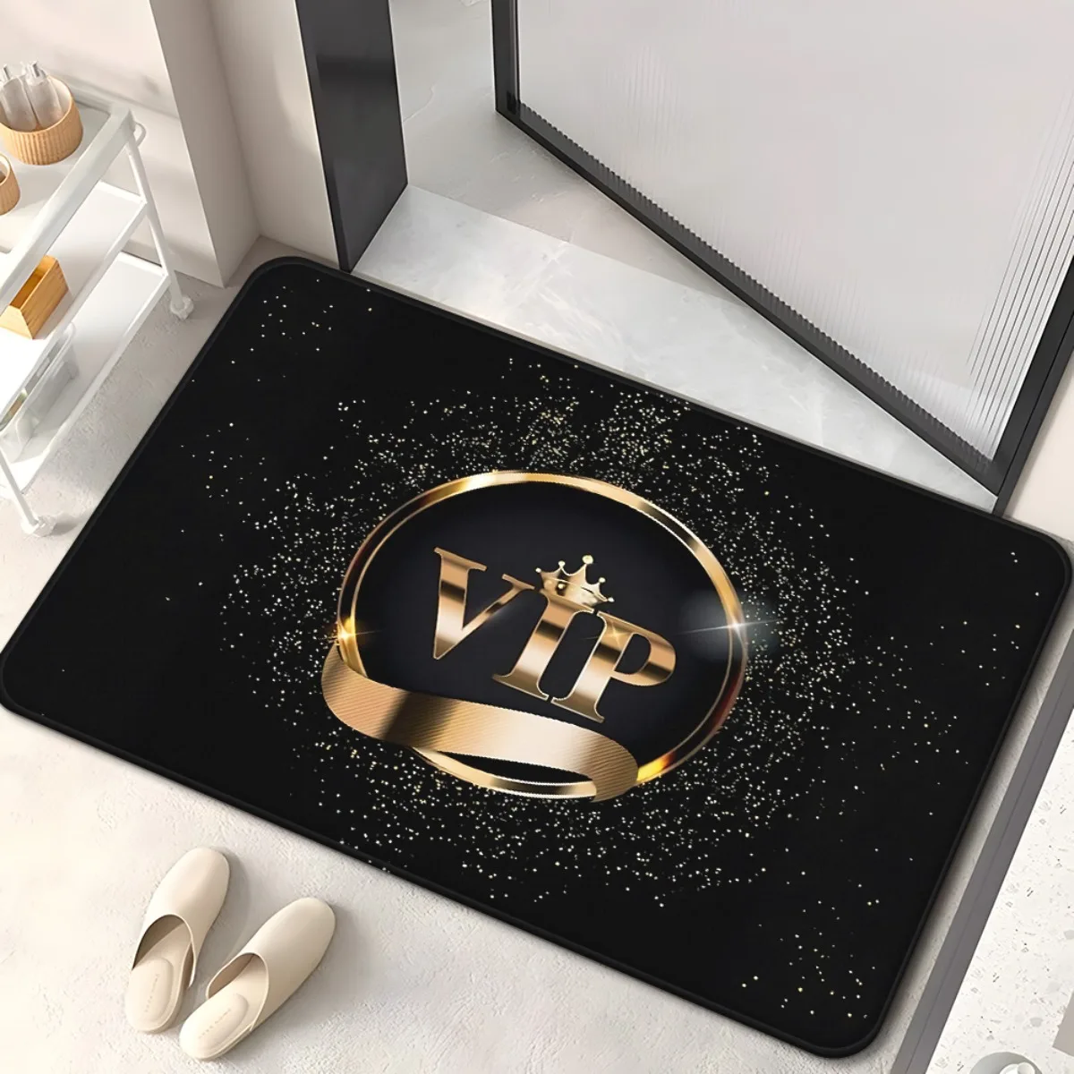 1pc VIP Gold Badge Doormat Non-Slip Absorbent Microfiber Rug for Bathroom Bedroom 40X60CM