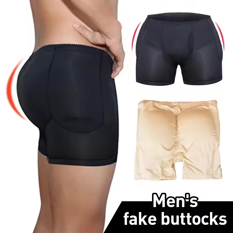Men Padded Hip Enhancer Booty Booster Molded Boyshort Shapewear Underwear Boxer Man Tuck In Hip Pads Butt Lifter Shorts Gym Wear