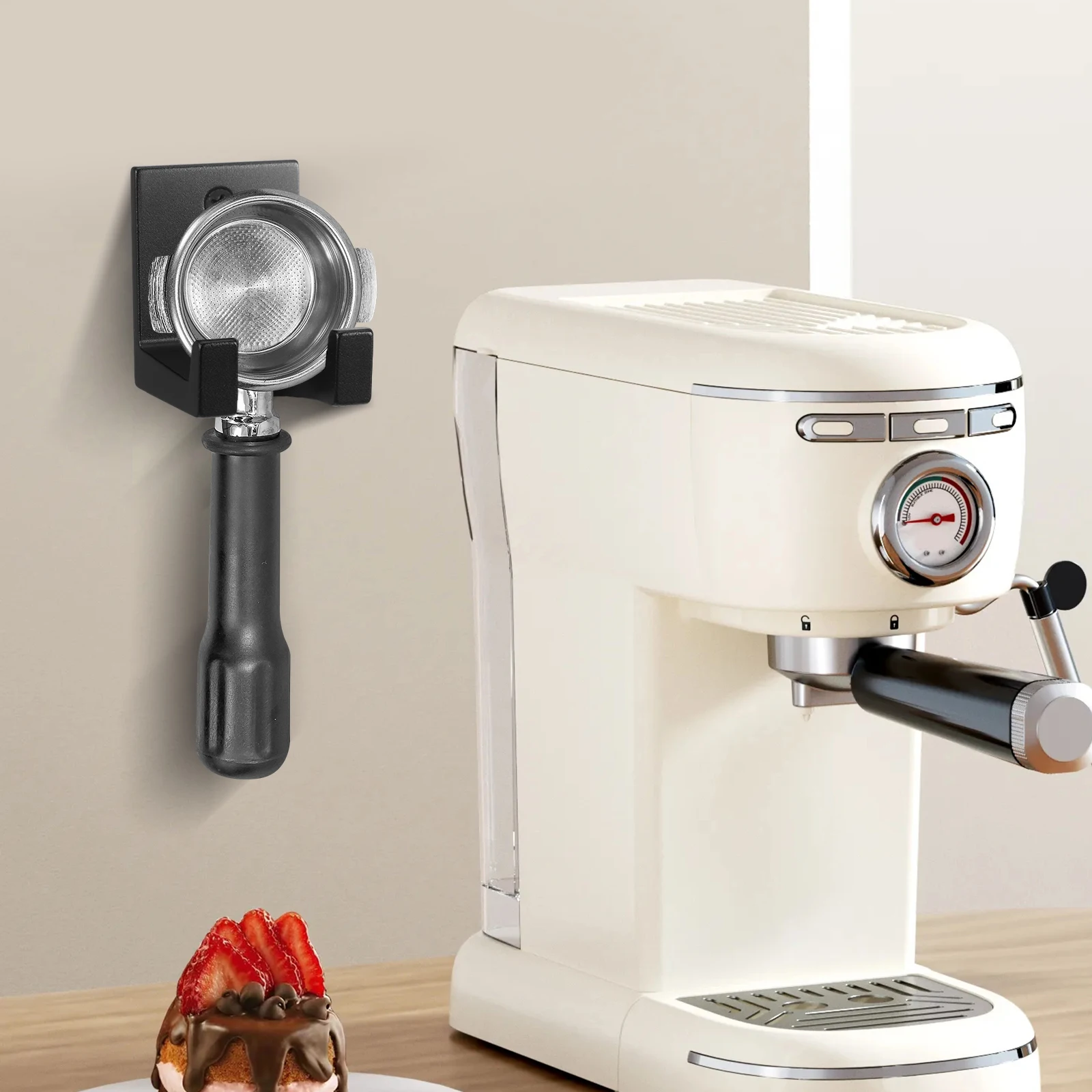 

Aluminum Coffee Portafilter Holder Stand Espresso Machine Wall Mounted Organizer Storage Rack Kitchen Decor Portafilter Holder