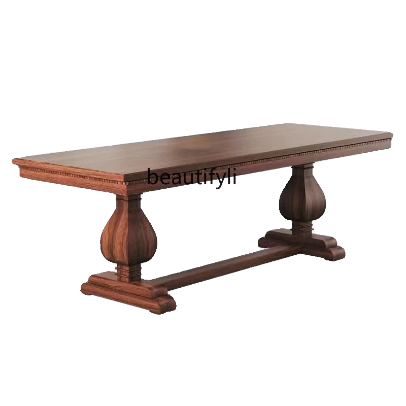 

Retro Solid Wood Dining Table Log Distressed Living Room Home Long Table Simple Rectangular Desk Workbench