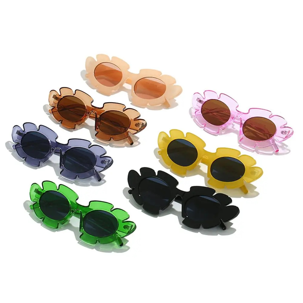 Flower Shape Cat Eye Sunglasses For Women Trendy Retro Sun Glasses Colorful Beach Glasses Shades Eyewear Streetwear Accessory