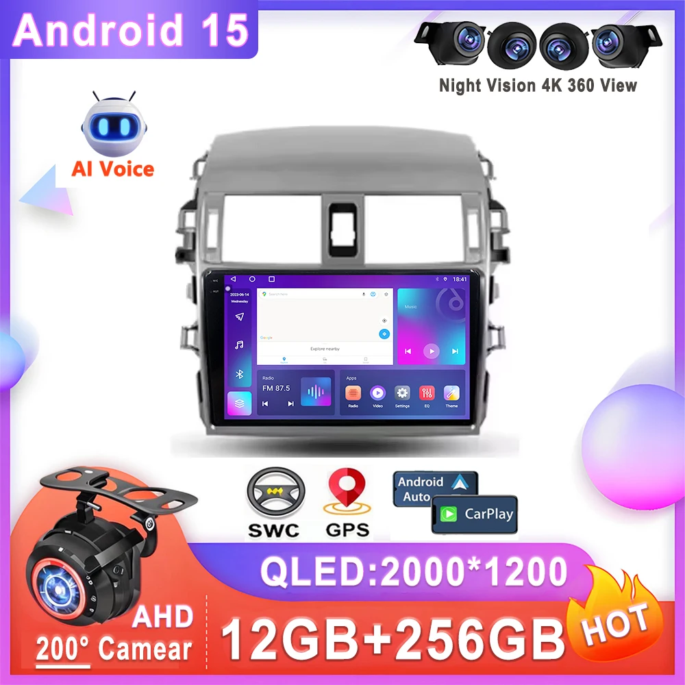 

Auto Radio Car Android 15 For Toyota Corolla 10 E140 E150 2006 - 2013 Stereo Head Unit Multimedia Player No 2din DVD QLED Screen