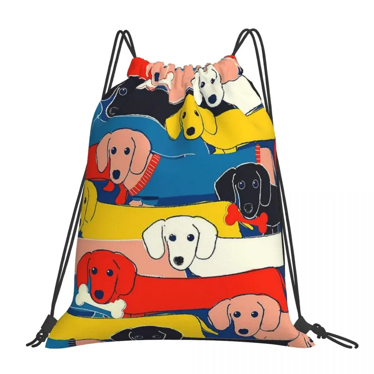 COLORED CUTE DOGS PATTERN Backpacks Drawstring Bags Drawstring Bundle Pocket Sports Bag BookBag For Man Woman Students