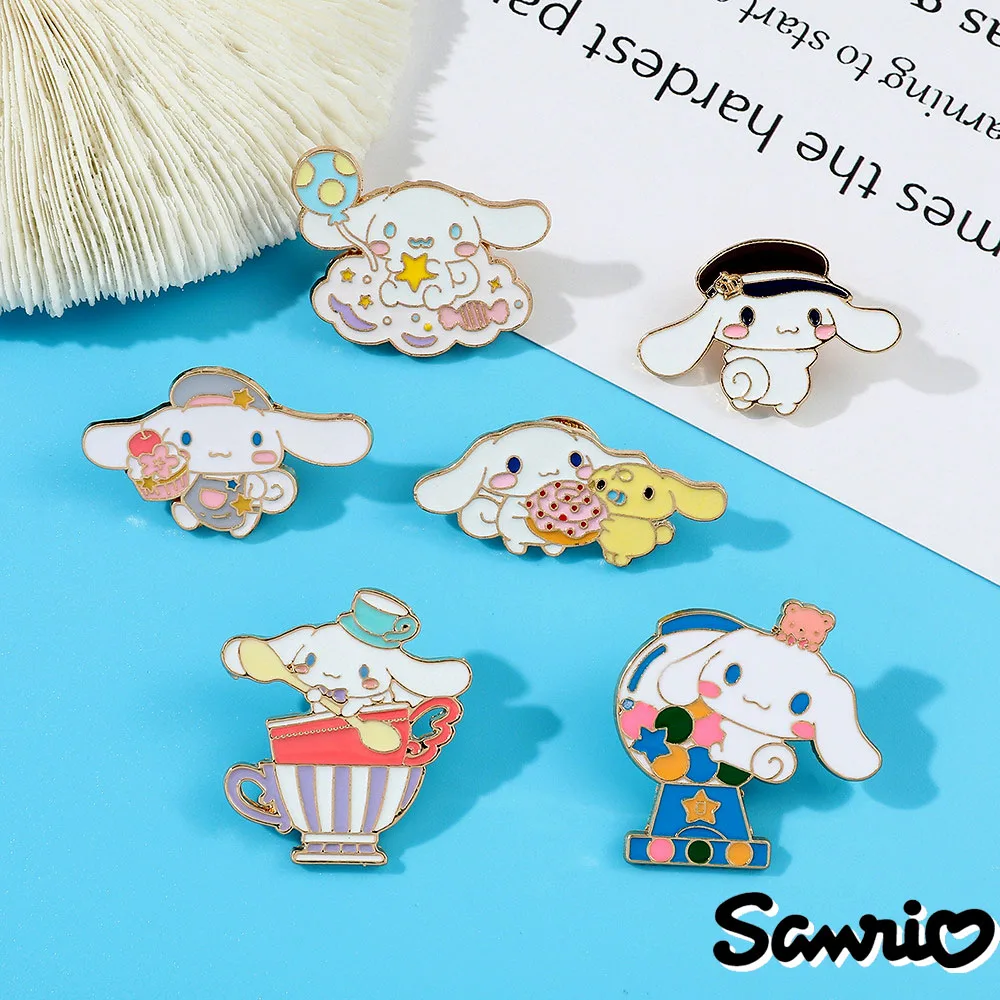 Sanrio Cinnamoroll Brooch Cute Hello Kitty Mymelody Anime Pin Metal Enamel Pins Backpack Cloth Decorate Brooches for Women Cute