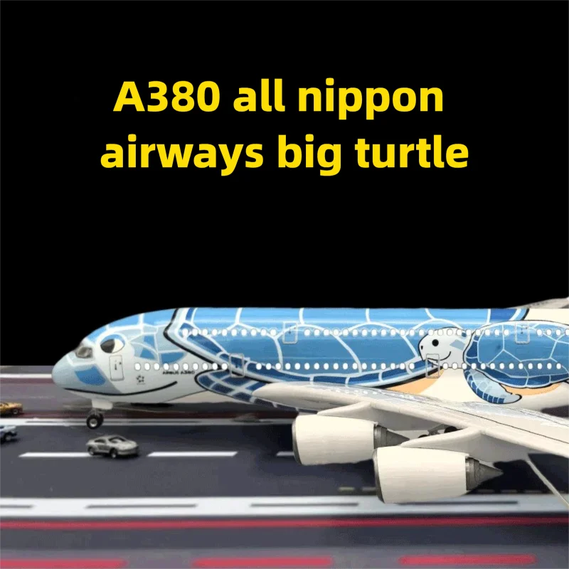 Airbus A380 ANA Blue Turtle w skali 1/400, metalowy model z odlewu ciśnieniowego, 21 cm, model samolotu, prezent dla dorosłych, kolekcjonerska zabawka dla dzieci, lotnisko