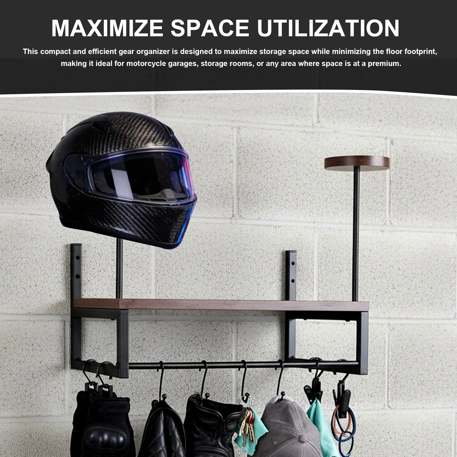 

Wooden Motorcycle Helmet Holder with Hooks Helmet Organizer Rack Retro Helmets Hanger for Motorcycle Accesories Storage