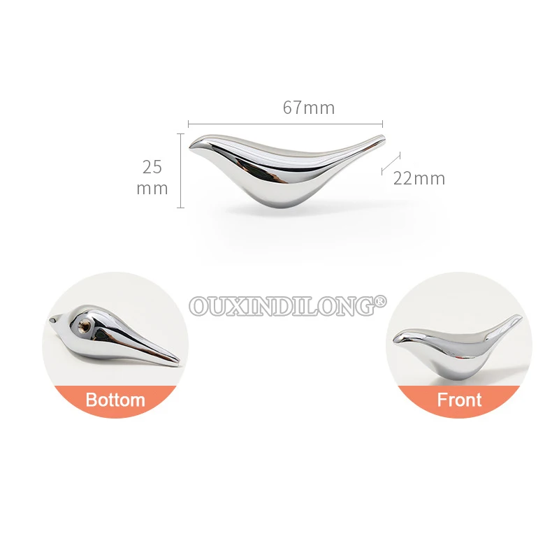 10PCS Solid Brass Birds Furniture Pulls Handles Chromed Drawer Knobs Cupboard Wardrobe Closet Dresser Wine Cabinet Pulls Knobs