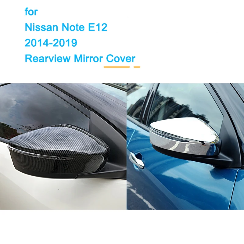 for Nissan Note E12 2014~2019 Hatchback Side Door Rear View Mirror Exterior Cover Trim Sticker ABS Carbon Rearview Accessories