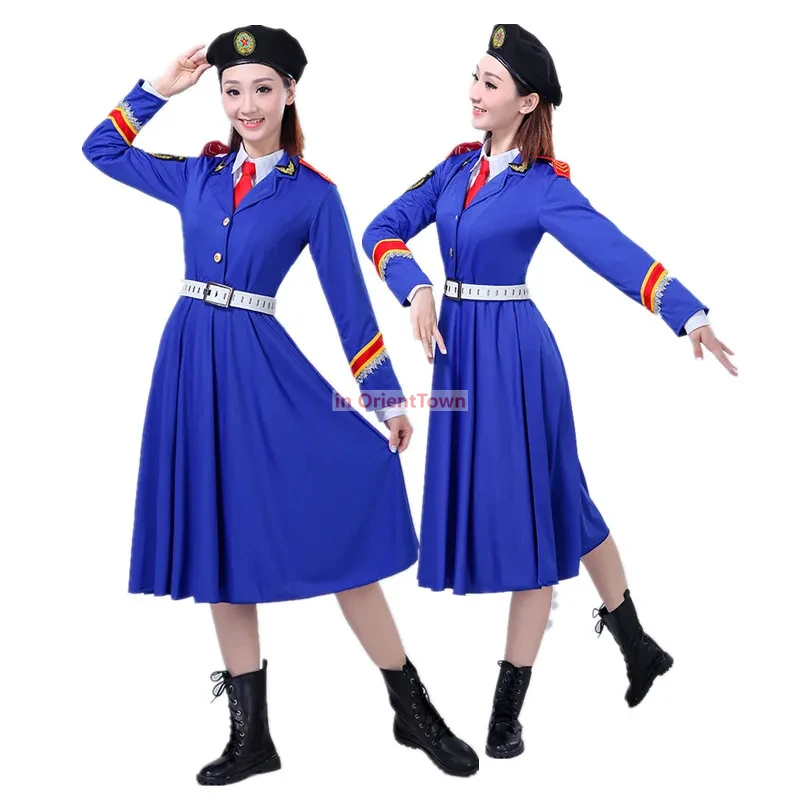 Armee von China Performance Kostüm Militäruniform Damen Soldat Kleidung Fotografie Chor Bühnenkleidung