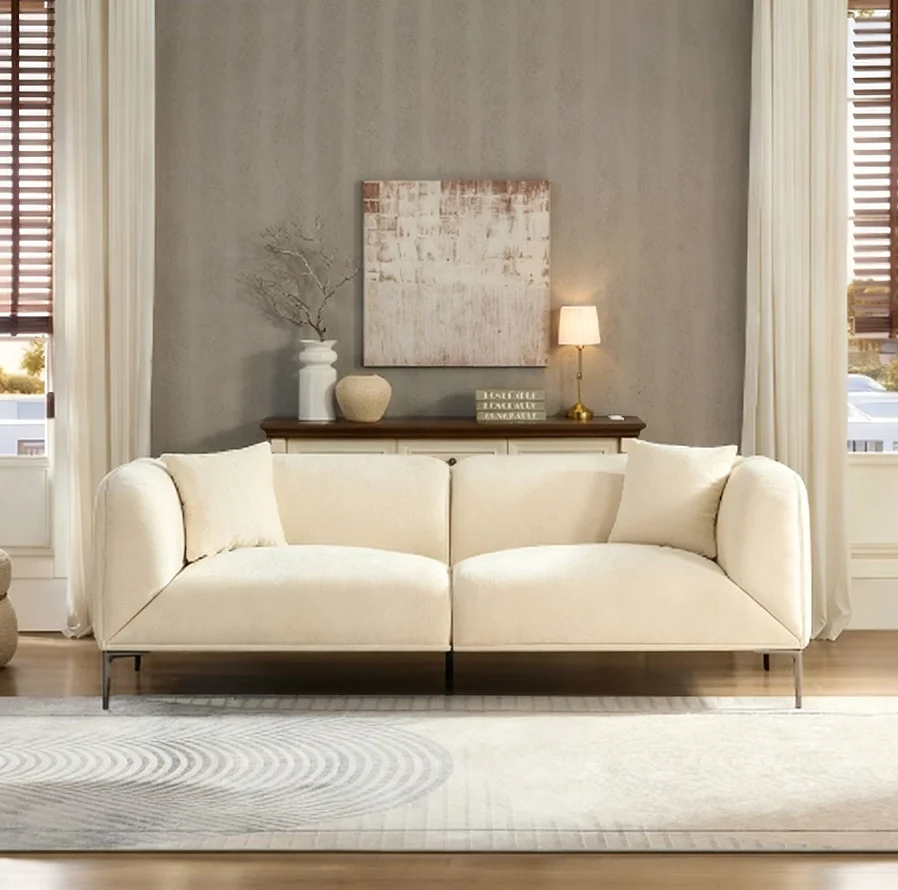 #Modern Convertible Square Fabric Sofa Set For Apartment Living Rooms-Family Movie Nights & Reading Hours