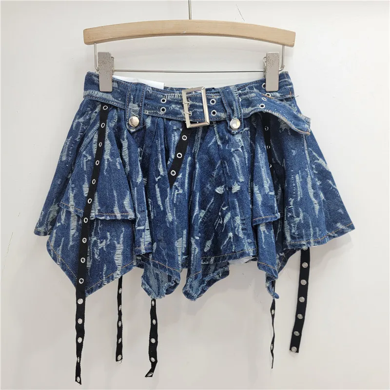 Street Hipster Irregular Skirt Women Autumn New Streamer Pleated Short Skirt Sexy Girl Versatile Skirt Korean Fashion Clothing