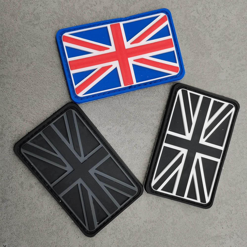 2*3 Inch Quare UK Flag Rubber PVC Patch Stick On Bag Hat Applique Patch For Military Army Shoulder Sticker OverCoats Applique