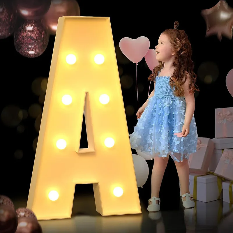 

3D Illuminated Number Kt Board Balloon Box Number Frame First Birthday Party Decoration Scene Props For Kids Celebration