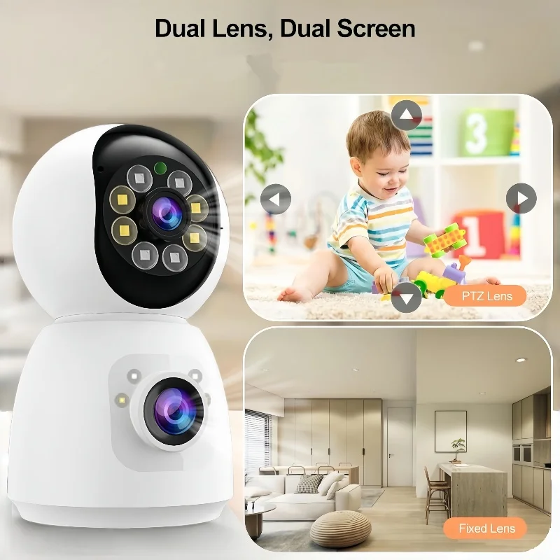 4MP عدسة مزدوجة مراقبة الطفل واي فاي كاميرا Ip خارجية مقاوم للماء Colornigth فيديو الحياة الذكية كاميرات مراقبة للمنزل رصد