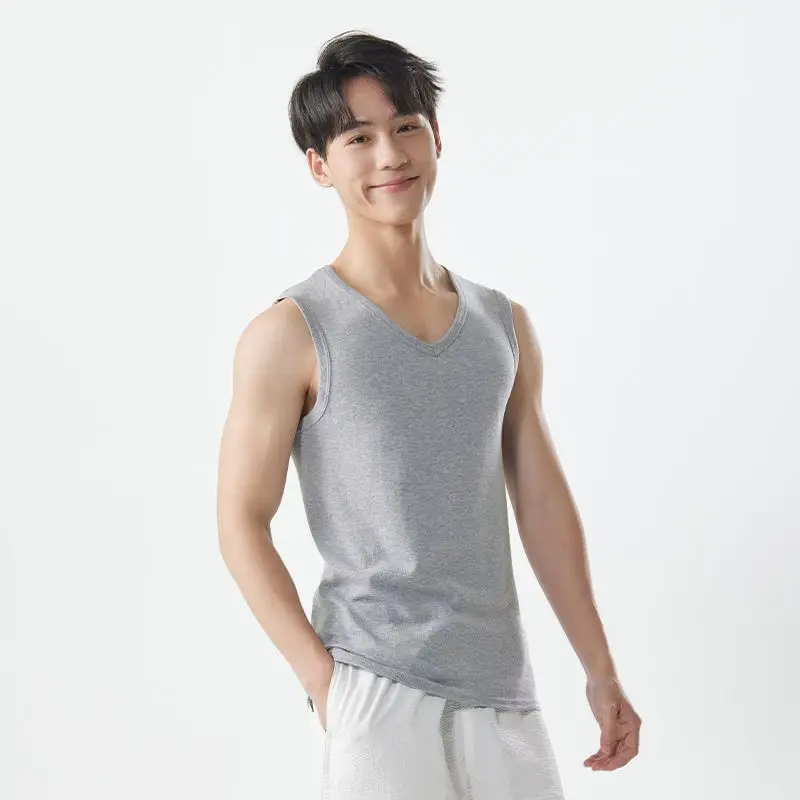 Combed cotton men's vest pure cotton sports hurdles cotton underwear wide shoulders spring summer base sweatshirt Tanks Tees