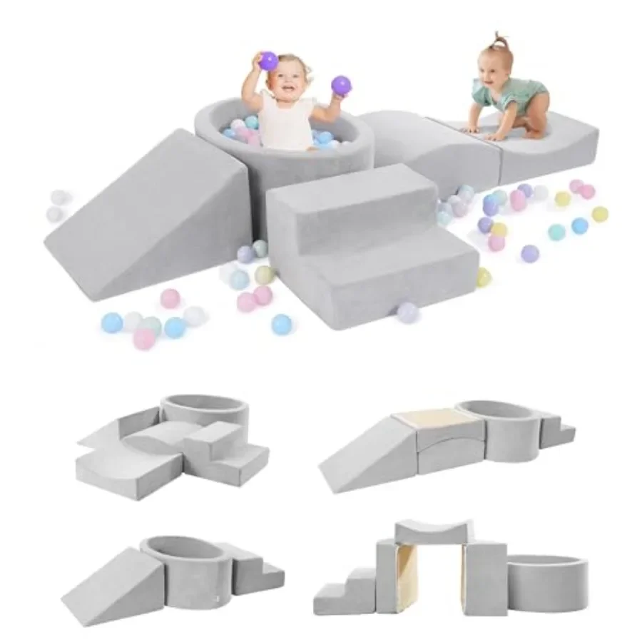 

Foam Climbing Blocks with Ball Pit Designed for Toddlers Aged 1-3 -Great for Indoor Crawling, Inside Foam Playground Set for Li