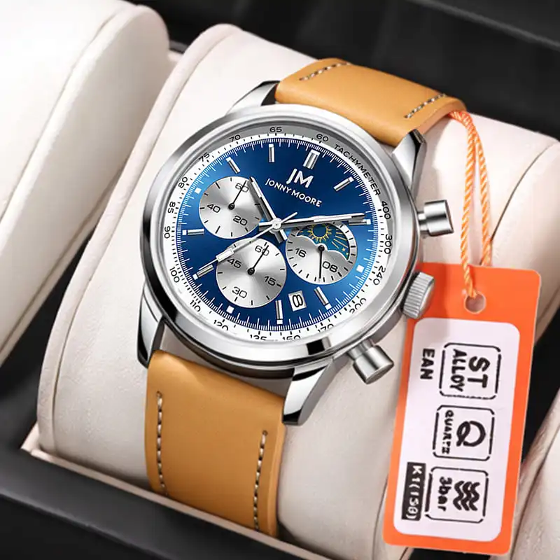 

JONNY MOORE 1604 New Fashion Brand Business Men's Watch Waterproof Calendar Chronograph Luminous Quartz Men's Watch Reloj Hombre