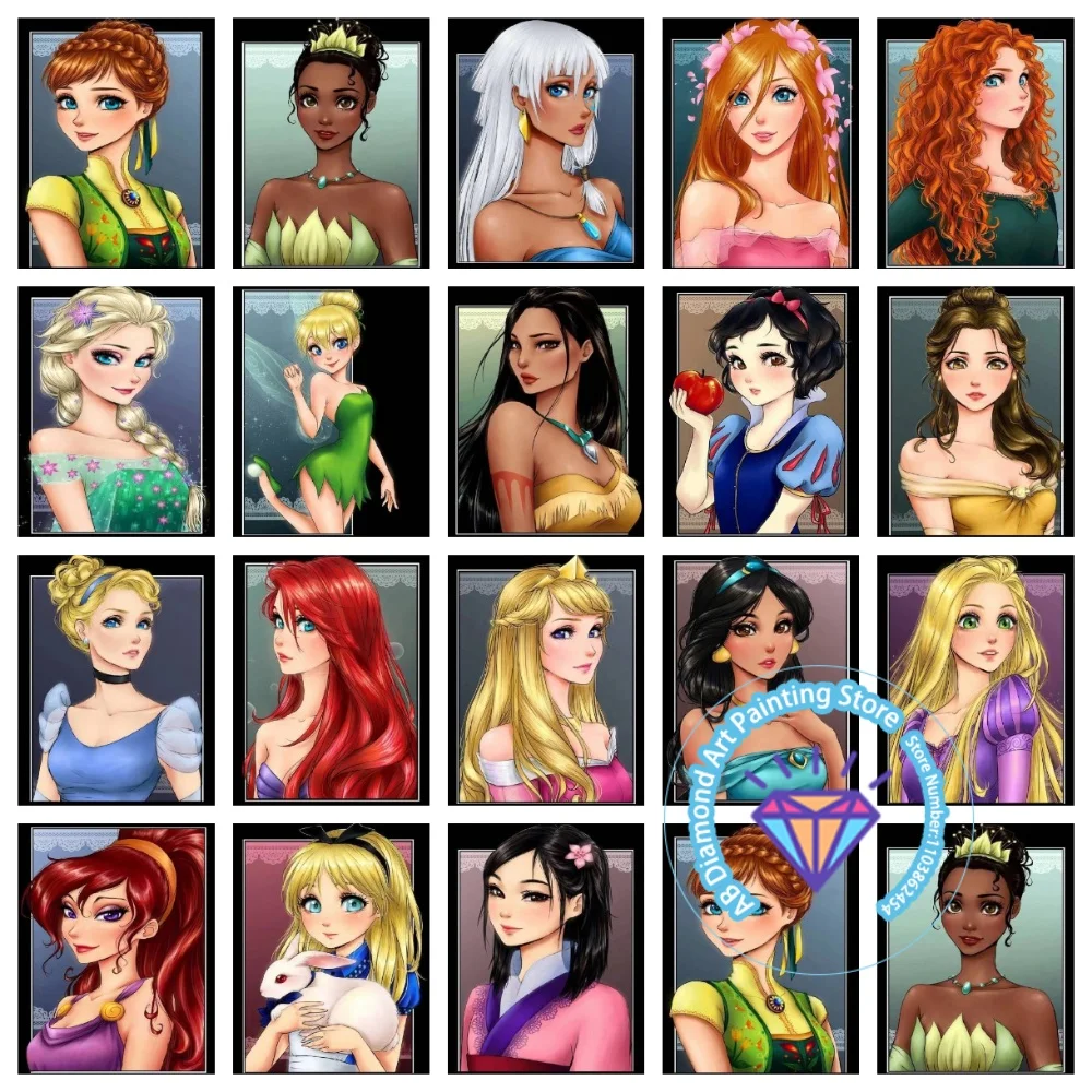 

Princess Girl Frozen Snow White Elves AB Diamond Painting Kit Square Round Diamond 5D DIY Mosaic Handmade Art Gift Home Decor