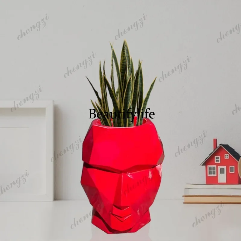 A95 man-shaped sculpture art fiberglass floor-to-ceiling large vase shopping mall hotel studio creative decoration