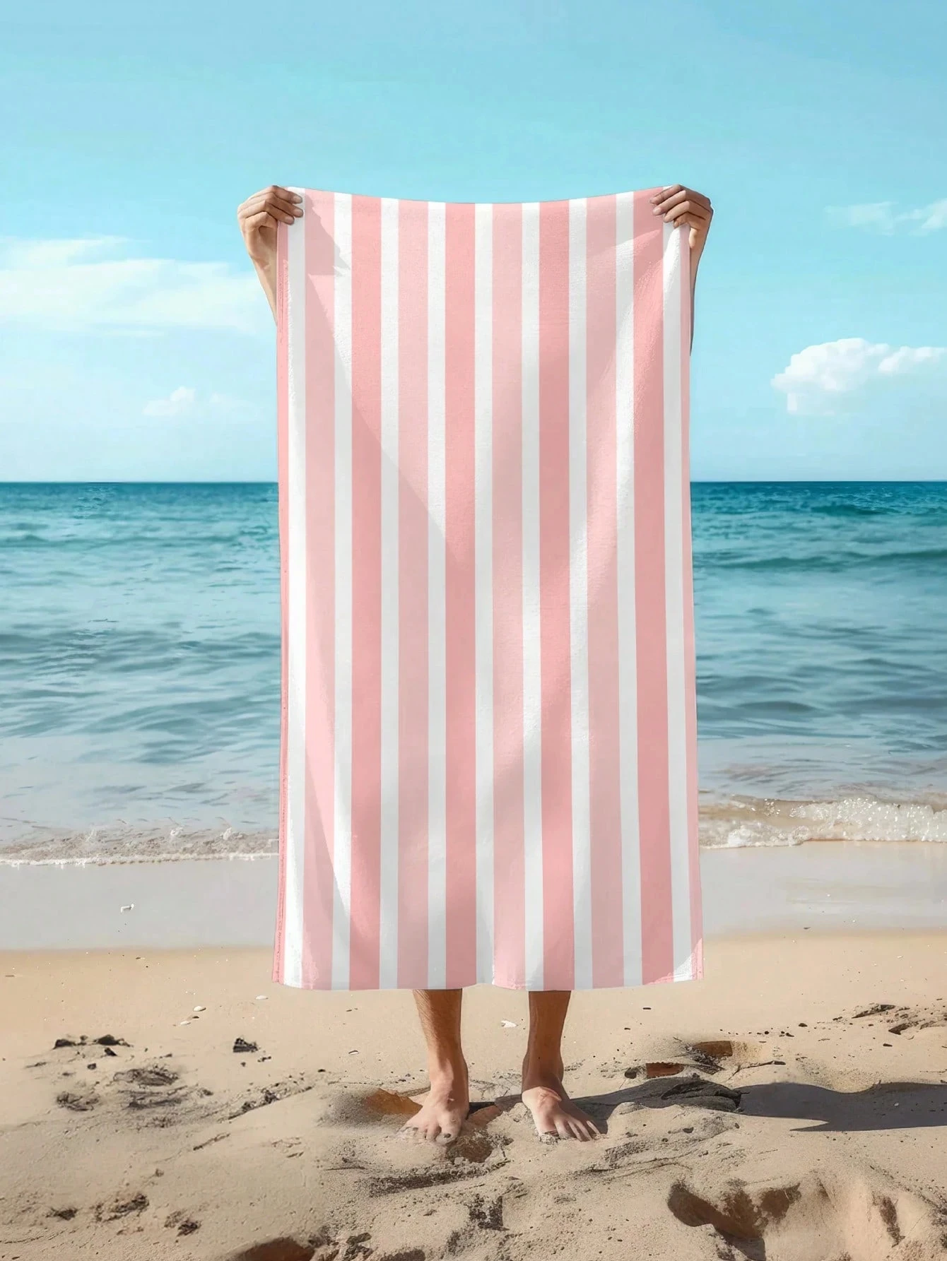 Toalla de Playa a Rayas para Parejas, Tela de Poliéster Suave y Absorbente, Diseño Moderno de Punto, Ideal para Viajes, Vacaciones, Piscina y Camping