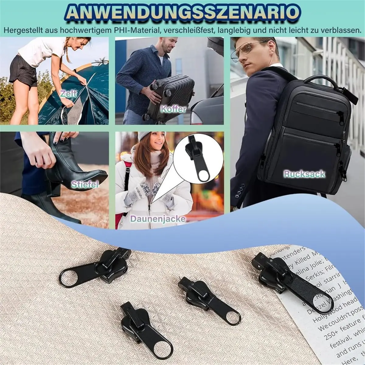 Promotional-60pcs Zipper Head, Replaceable Zipper Head, Detachable Zipper Head, Suitable for Bags, Clothes, Jeans, and Mosquito