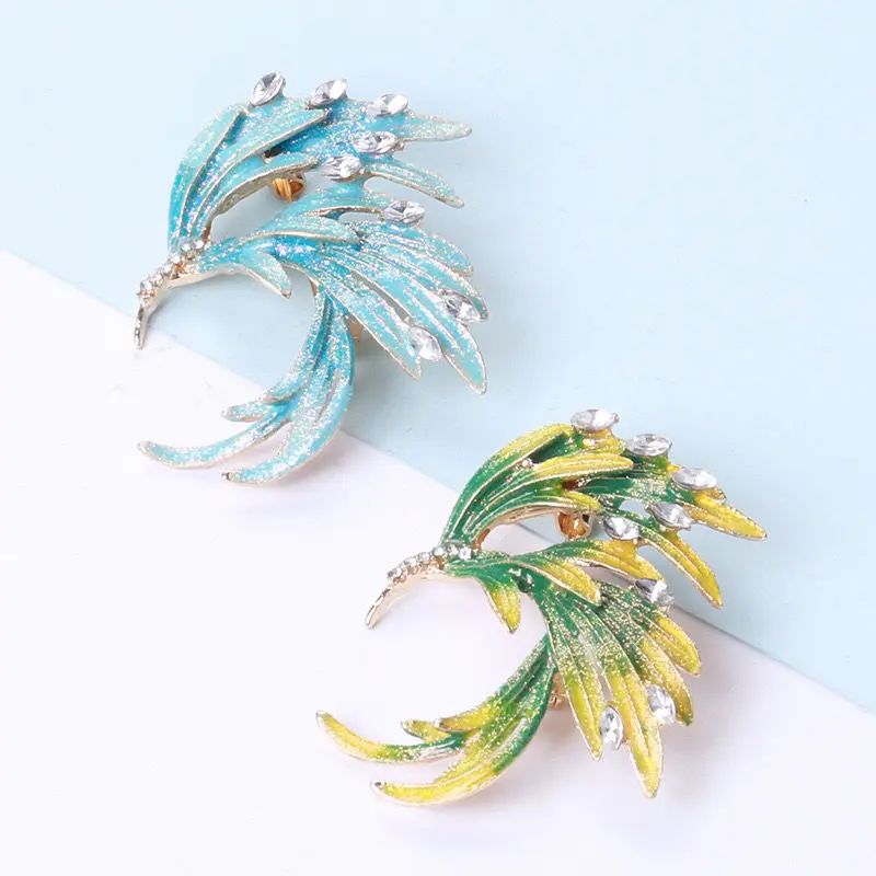 

2PC Chinese style enamel wing brooch women's high-end sense high-end personalized coat cardigan corsage versatile fashion pin