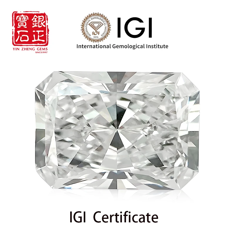 YinZheng Lab Grown Diamond  CVD Radiant Cut 1.05-1.28ct D Color VVS1 EX EX Lab Diamond with IGI Certificate Gemstones