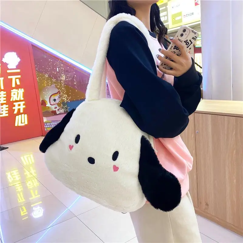 Kawaii Sanrio Pochacco Plush Bag Pochacco Backpack Handbag Cute Tote Bag Shoulder Bag Women Storage Bag Large Capacity Girl Gift