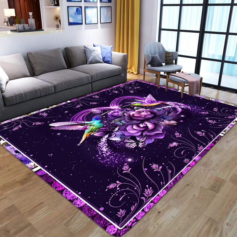 Gorgeous Rose With Birds 3D Printed Carpets for living room bedroom decoration home kids play area rugs anti-slip soft floor mat