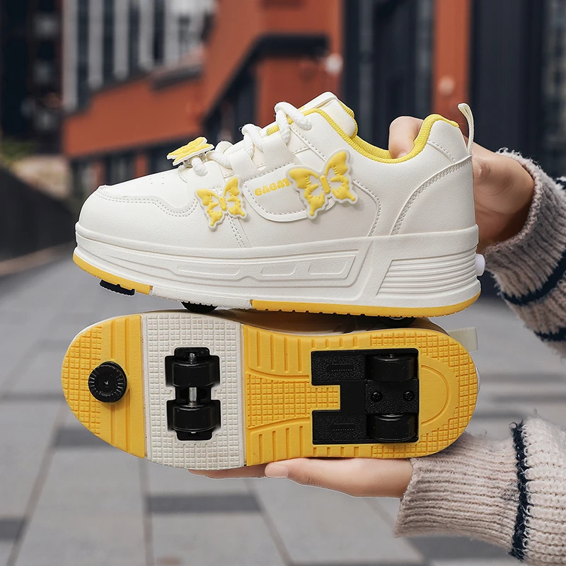 New Children Roller Skates Shoes Kids Four Wheels Sneakers Detachable Roller Shoe Breathable Fashion Walking Boys Girls Gifts