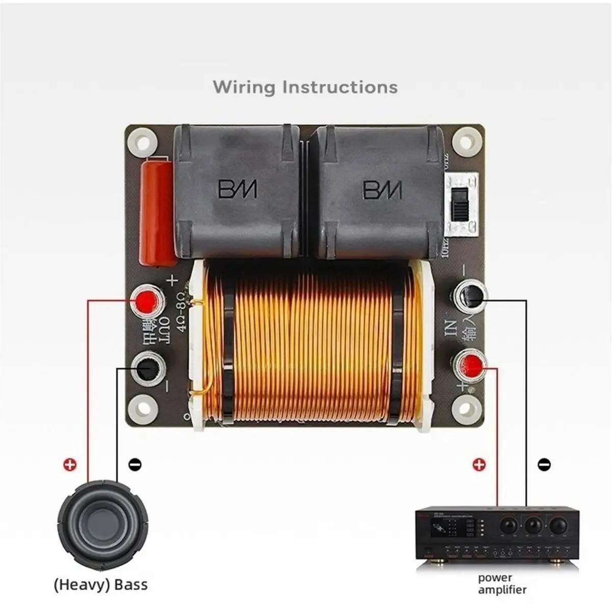 1800W Audio Frequency Divider Single-Channel Speaker Crossover High Power Adjustable Subwoofer Crossover