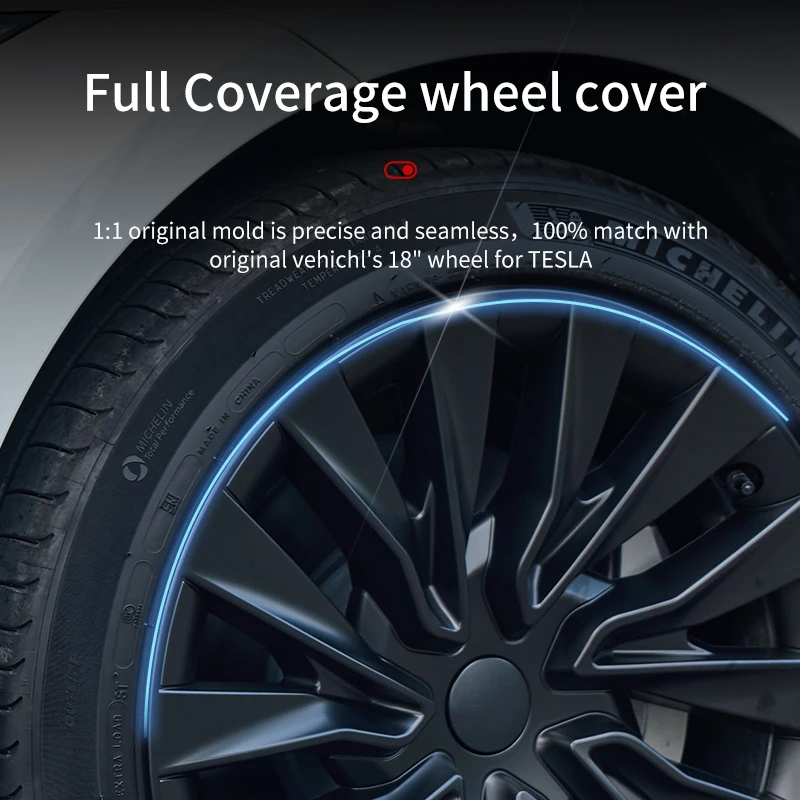 تصميم لسيارة تسلا موديل 3 هايلاند (2023-2025) غطاء محور توربيني عجلة بديلة 18 بوصة غطاء محور للسيارات غطاء عجلة كامل الحافة #6
