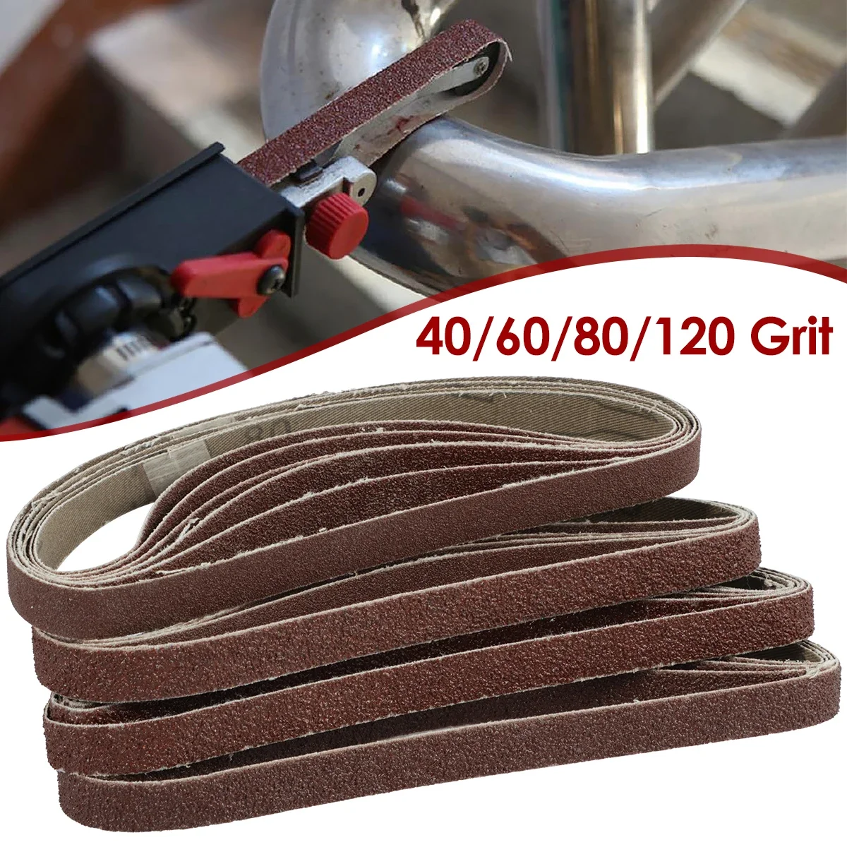 20Pcs 13 X 457mm Aluminum Oxide Sanding Belts 40/60/80/120 Grit Sander Abrasive Belt for Sanding Wood Metal Plastic