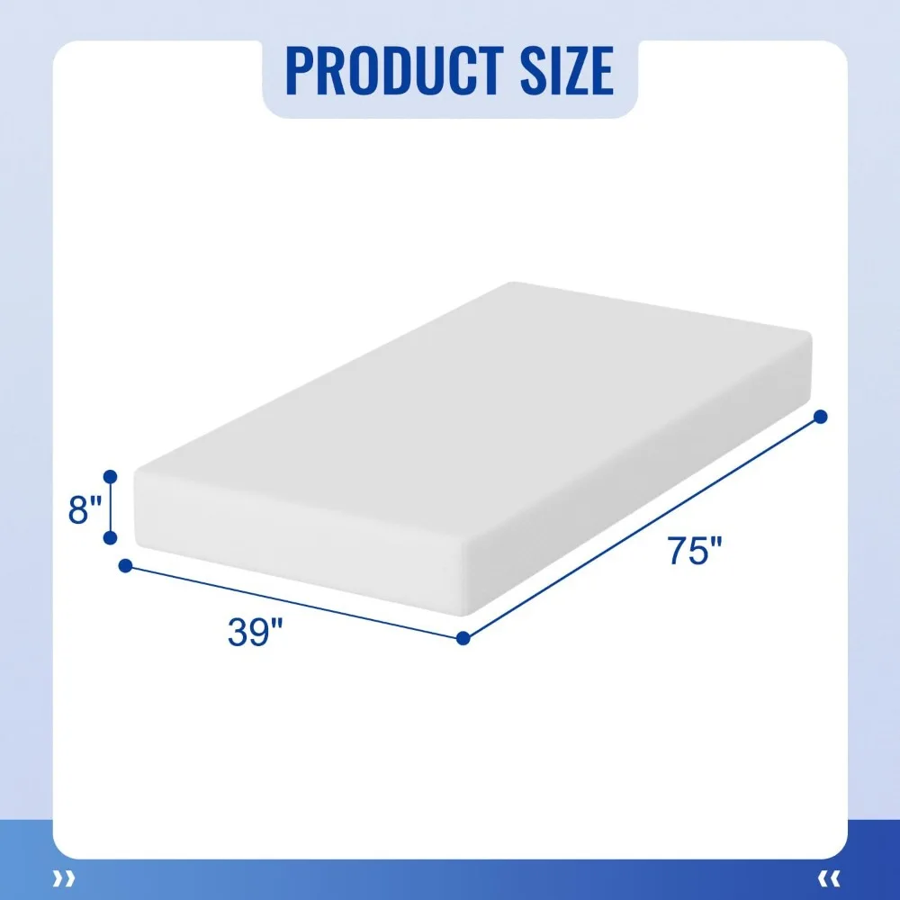 8 inch Twin Mattress Gel Memory Foam Mattress for Cool Sleep & Pressure Relief, Medium Firm Mattresses