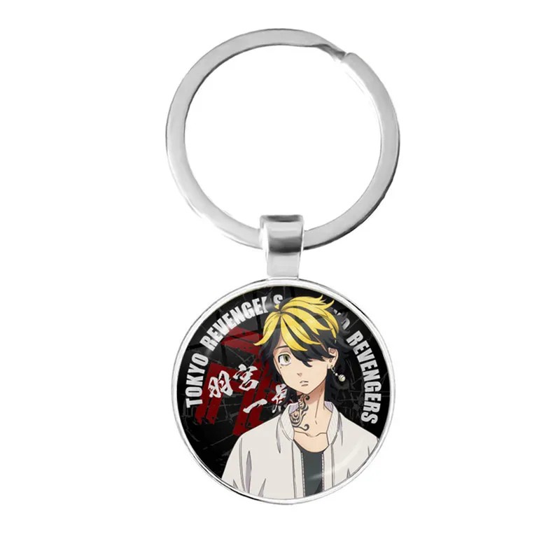 Anime Tokyo Avengers Glass Keychain Tokyo Revengers Manjiro Ken Takemichi Hinata Atsushi Chibi Key Chain Ring Gift