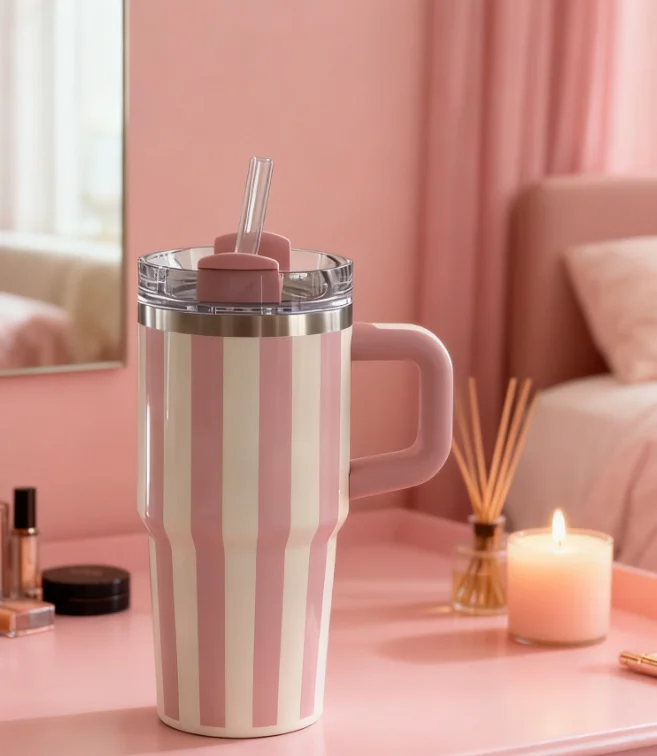 كوب ثلج عازل حراري من الفولاذ المقاوم للصدأ 304 عالي القيمة 20 أونصة كوب ماء للسيارة بسعة كبيرة كوب ترمس من القش للرجال والنساء، #3