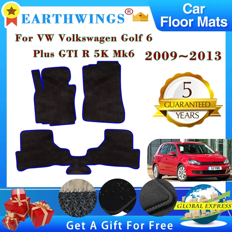 フォルクスワーゲンvwゴルフ6プラスgti-r-5k-mk6-5ドア2009-2013用カーフロアマット、ラグパネル保護パッド、フットパッド、アクセサリー