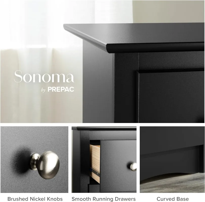 Prepac Sonoma Superior 5-Drawer Chest for Bedroom - Spacious and Stylish Chest of Drawers, Measuring 17.75"D x 31.5"W x 44.75"H