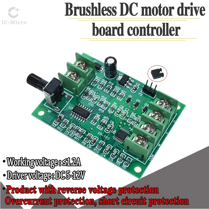 5V 12V Brushless DC Motor Driver Controller Board with Reverse Voltage Over Current Protection for Hard Drive Motor 3/4 Wire XCW