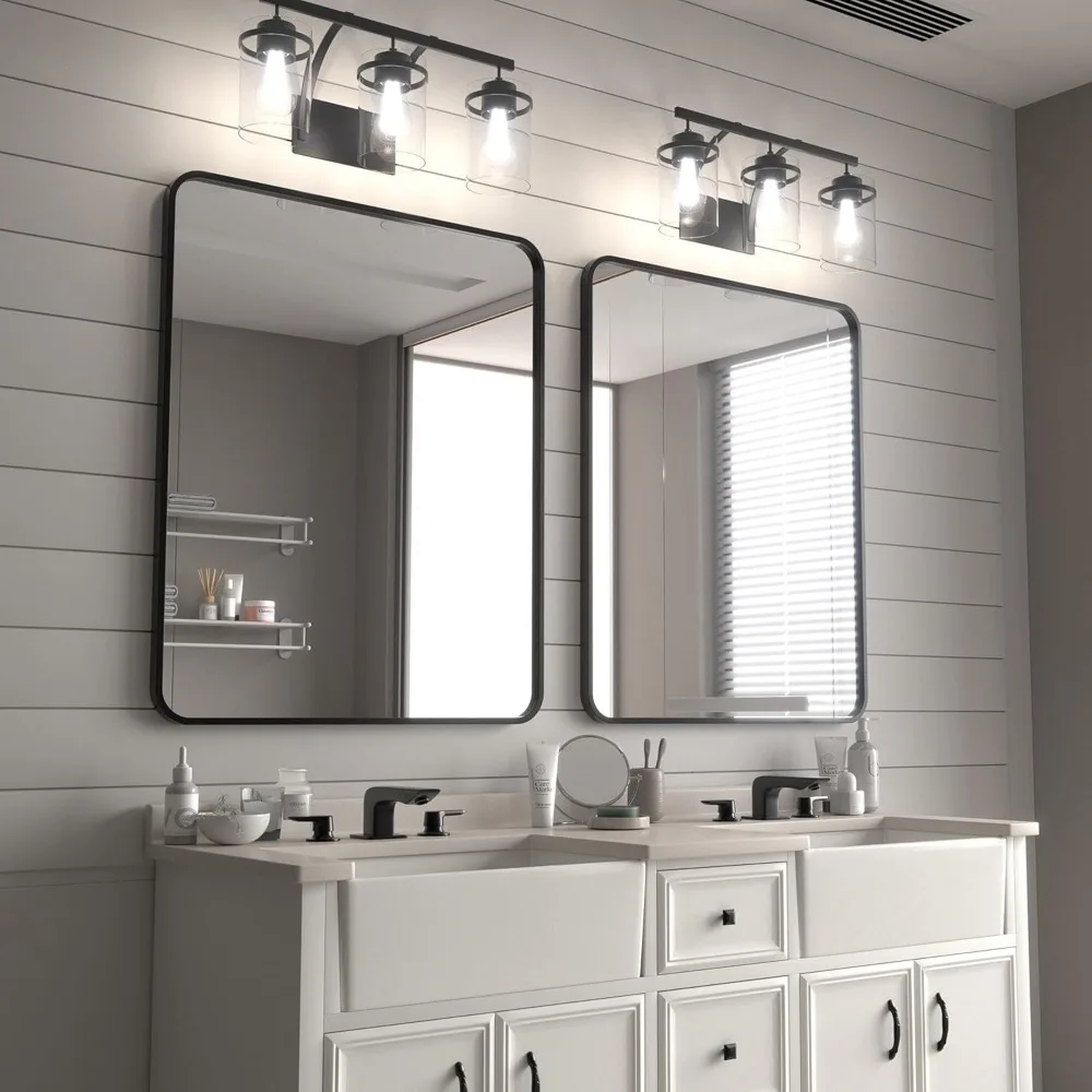 

2-Pack Black bathroom mirror, 36x30 "black frame, rust-proof vanity mirror