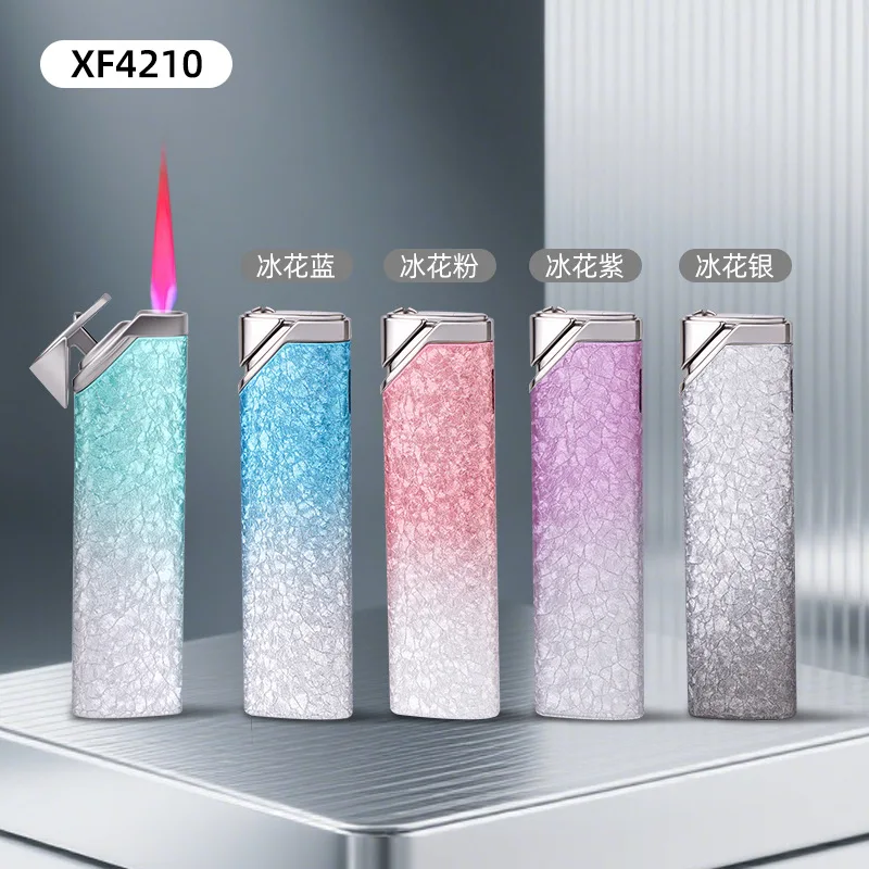 Three-dimensional Broken Ice Flower Creative Windproof Lighter Gradually Change Girls Gifts Small Red Flame Straight To The Fire