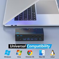 KVM Switch 3 Monitors 3 Computers,Aimos 8K@60Hz 4K@144Hz Triple Monitor KVM,1 HDMI+2 Displayport KVM Switch with 4 USB 3.0 Ports