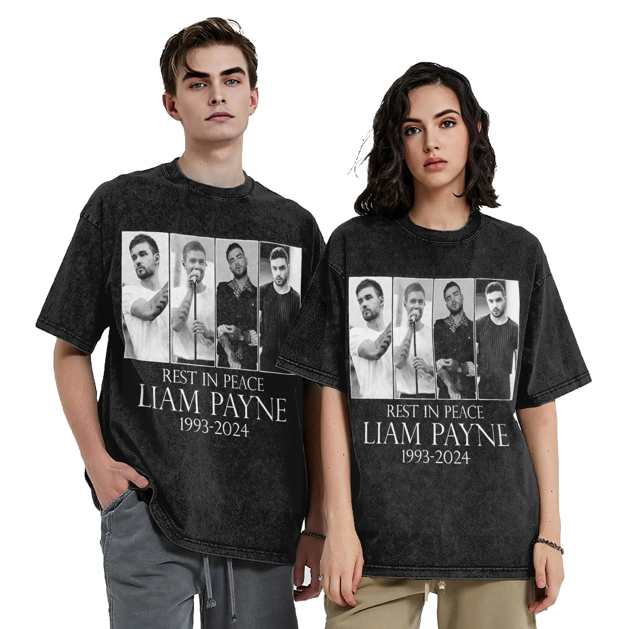 Harajuku rest in peace Liam Payne 1993-2024 Apparel T Shirt for Men Women  Washed Style Tee Shirts Clothes