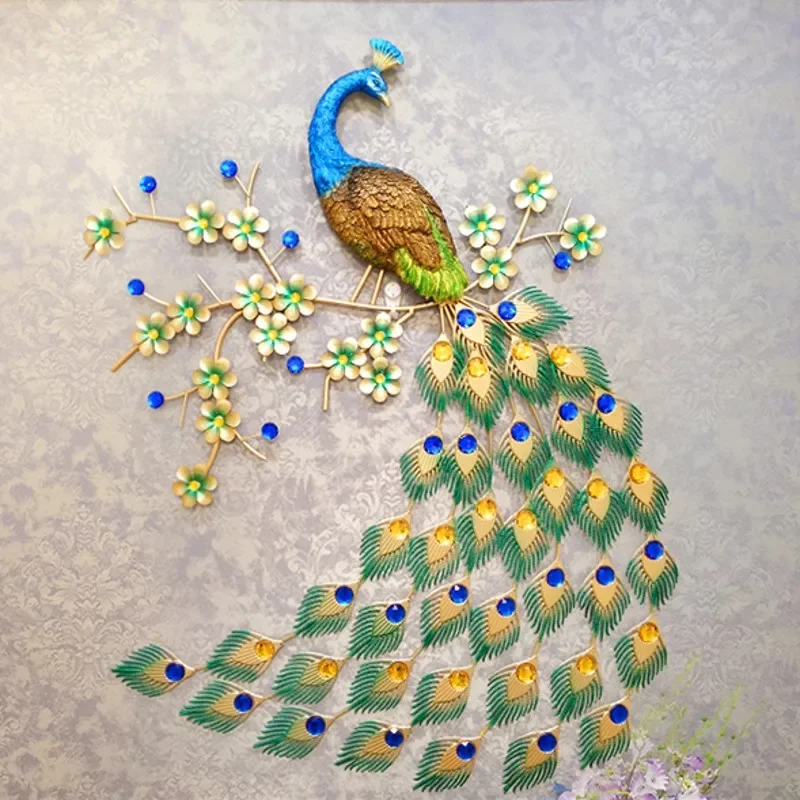 

European Peacock Wall Clock Elegant Creative Modern Home Decor Silent Quartz Wall Hanging Clock Stylish Living Room Decoration