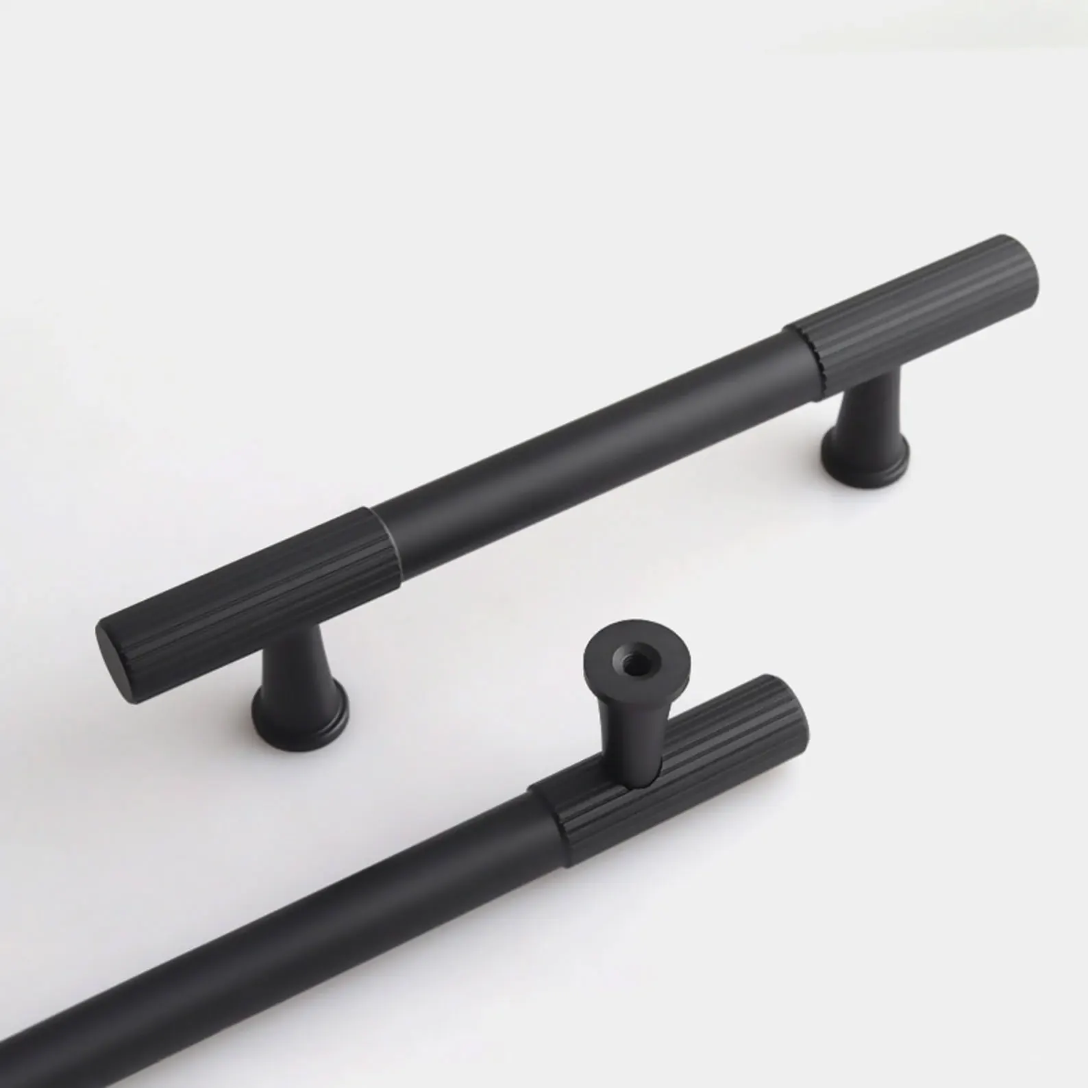 Black Cabinet Handles and Knobs Stripe T Bar Drawer Knobs Simple Kitchen Cupboard Door Knob Wardrobe Pulls Furniture Hardware