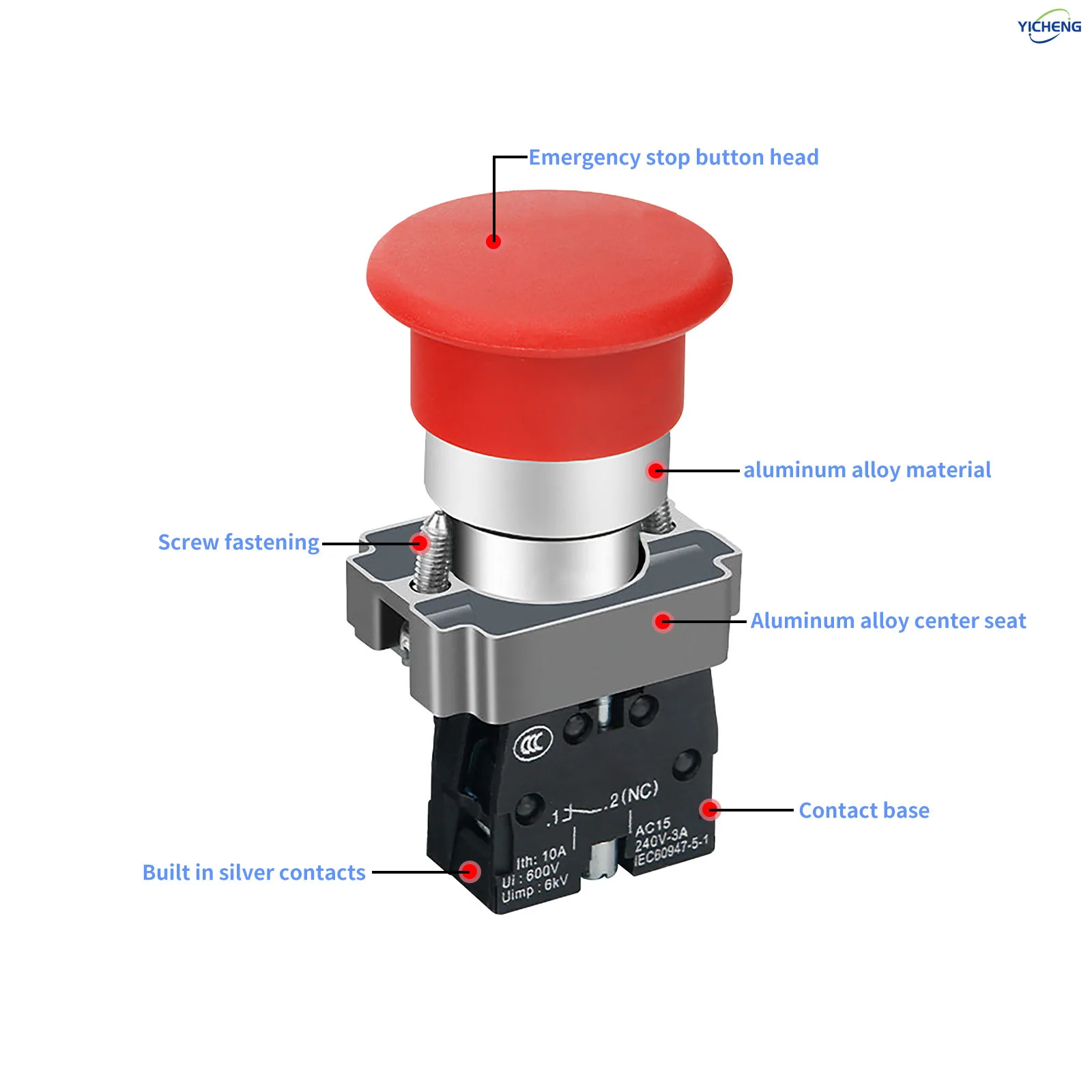 10Pcs 22mm Spring Return Push Button Switch,for Home or Industrial Equipment, Operating Rooms, Distribution Boxes.