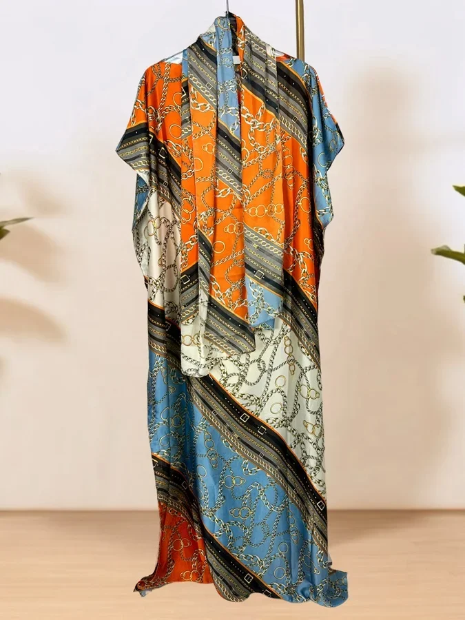 

Summer Floral Print Wedding Dress Loose Fit Batwing Sleeve Maxi Gown Round Neck Bohemian Beach Bridal Dress