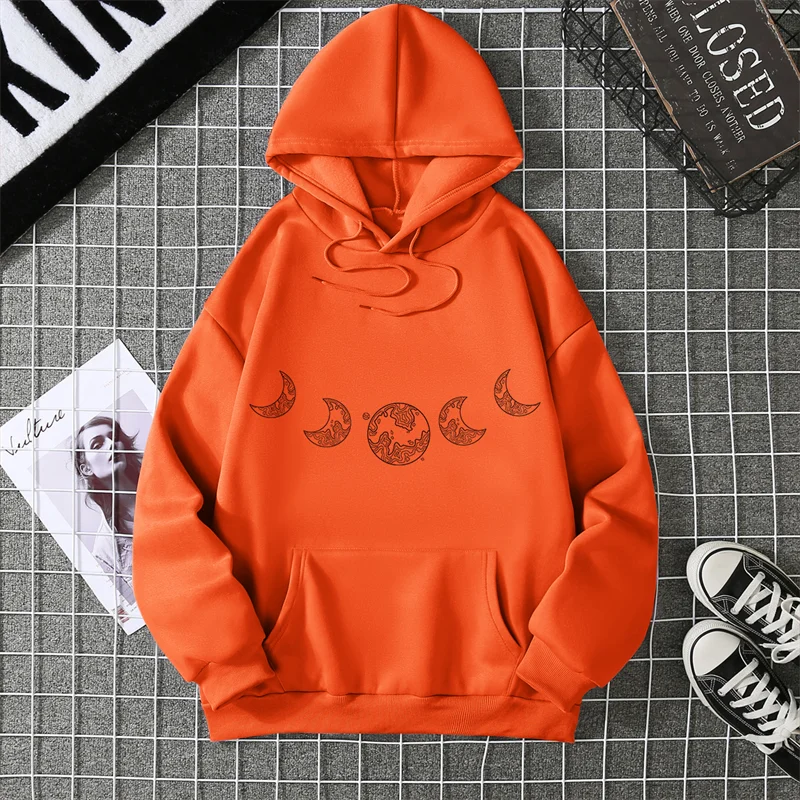 أغطية رأس مطبوعة القوطية Harajuku الهيب هوب الرجعية البلوز السيدات المطبوعة Crewneck مقنعين عادية فضفاض كم طويل الصوف الملابس